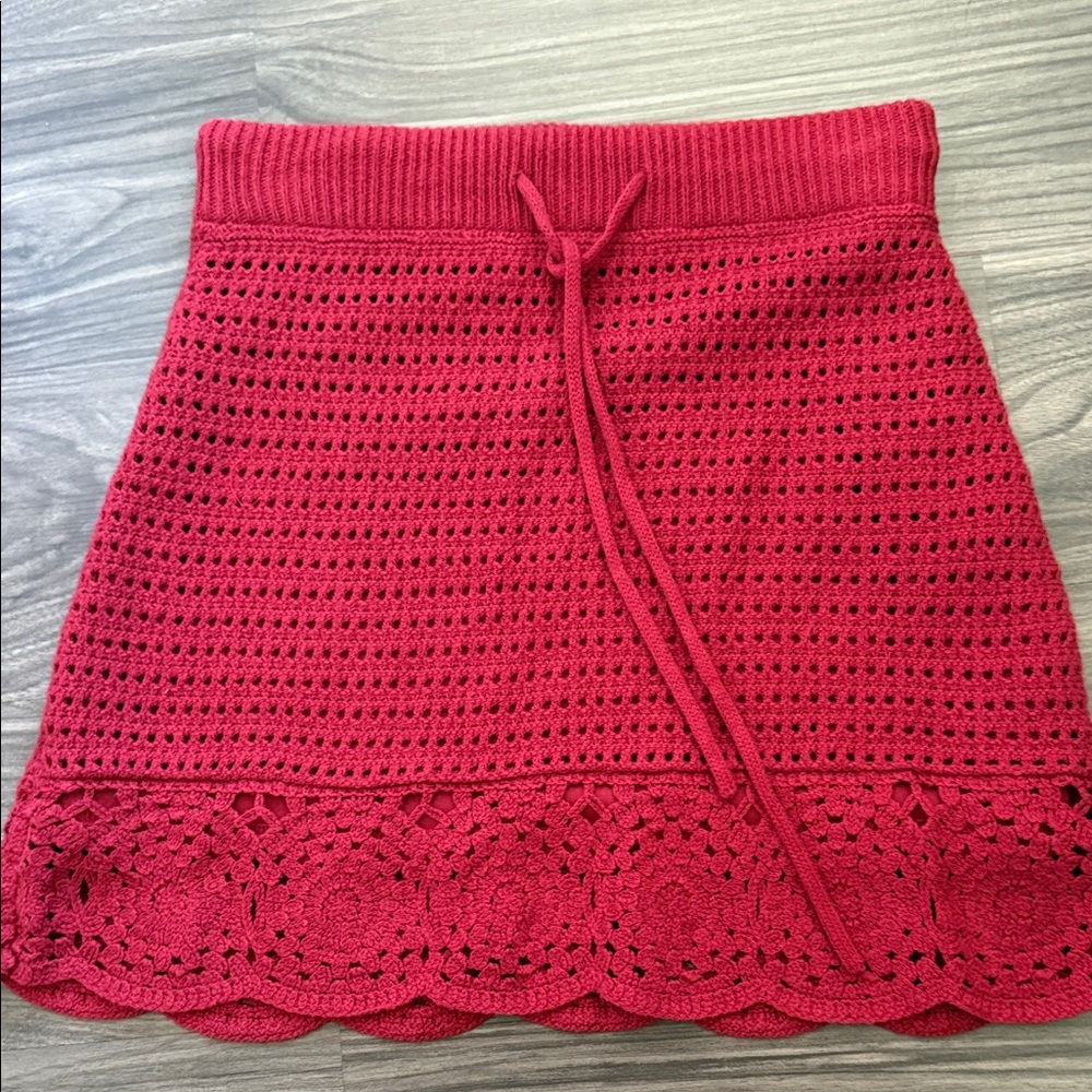 Universal Thread Red A-Line Crochet Skirt